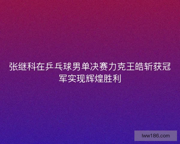 张继科在乒乓球男单决赛力克王皓斩获冠军实现辉煌胜利